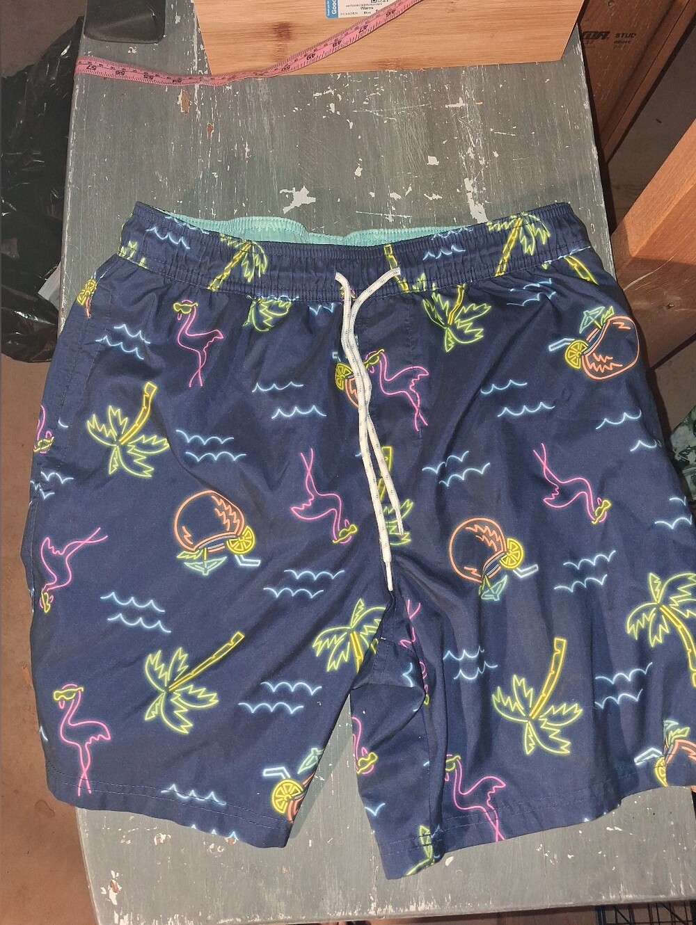 Bundle Of 2 Swim Trunks Neon Flamingo & Palm Trees & Scooby Doo